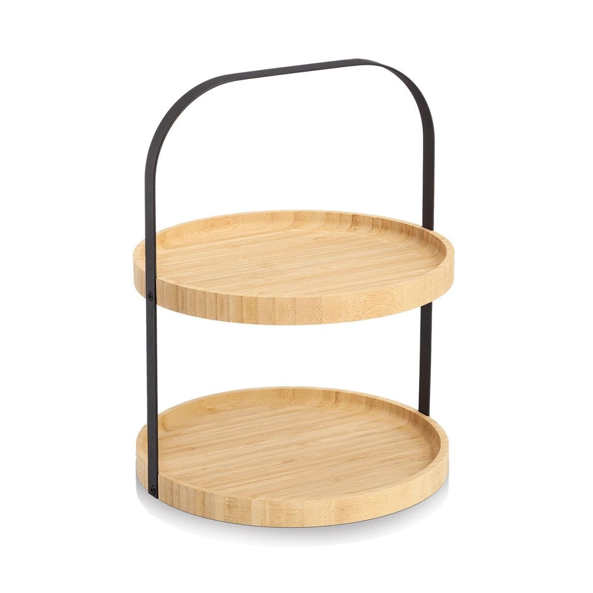 Etagere 2-stufig Ø25cm H33cm Bambus/Metall schwarz