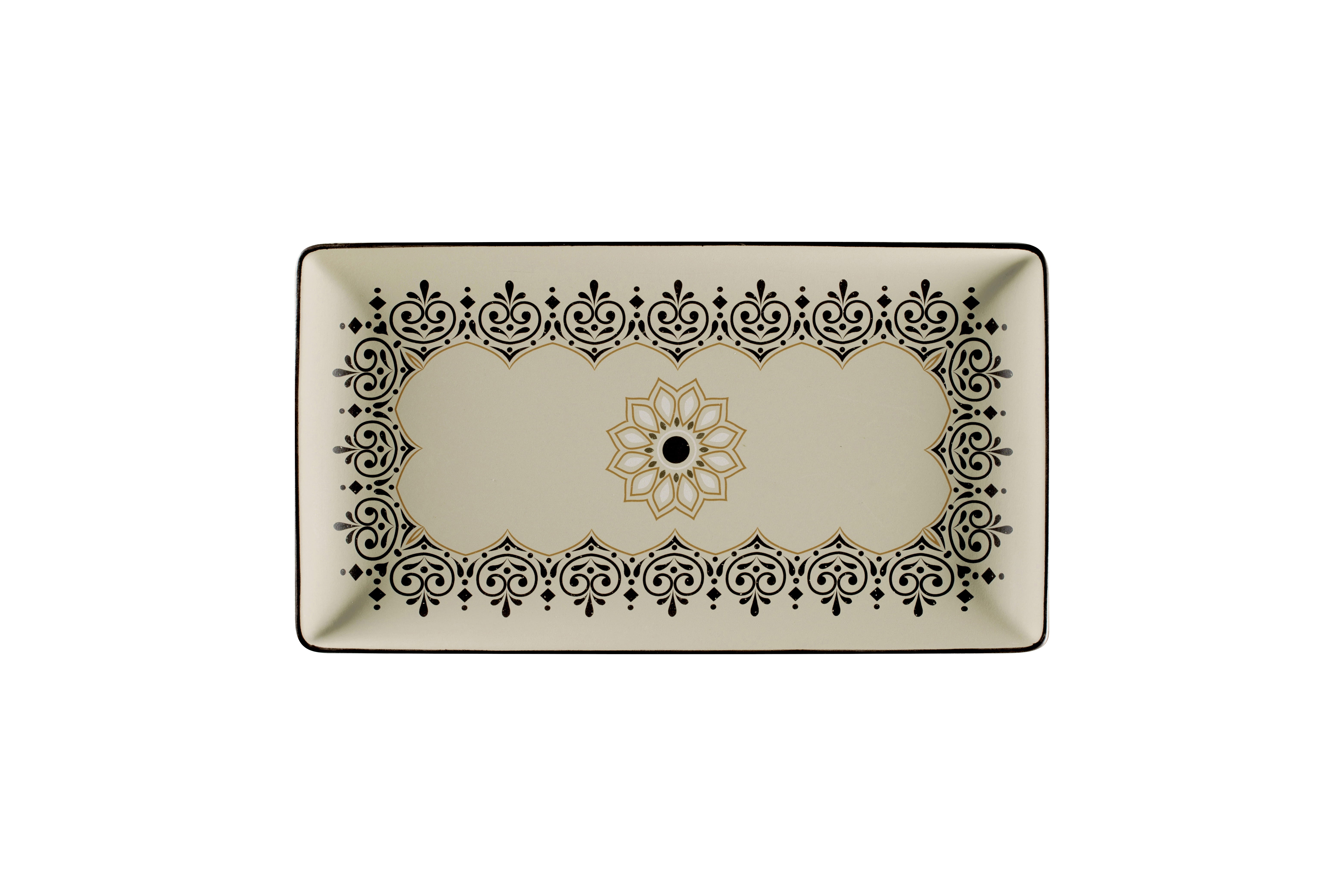 Teller eckig 33,8x18,3x2,4cm ARGILA CARTAGENA decorated grey