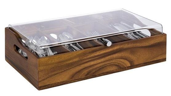 Besteckbehälter 51x28cm mit Deckel VINTAGE dunkelbraun