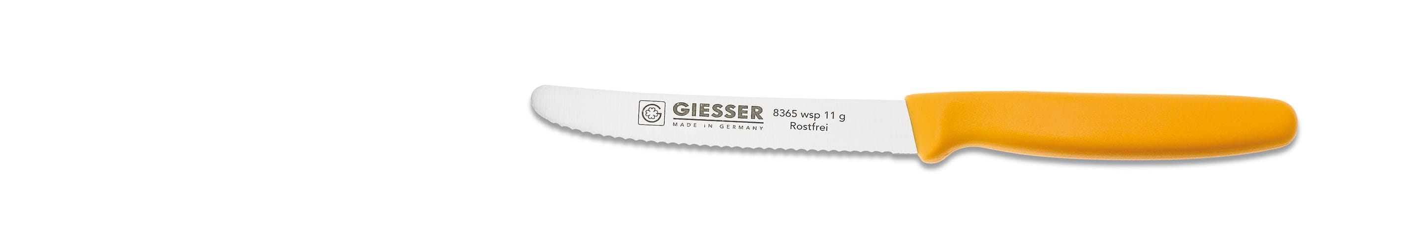 Allzweckmesser 11cm mit Wellenschliff gelb