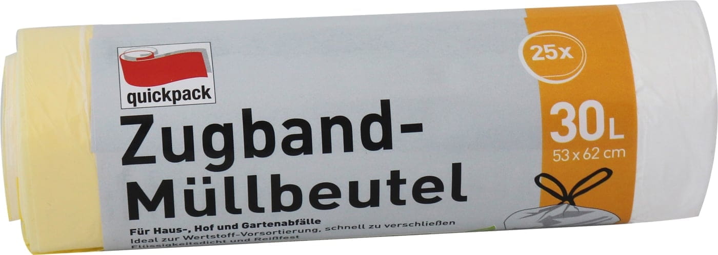 25 Stück Müllsäcke mit Zuziehband 30L QUICKPACK